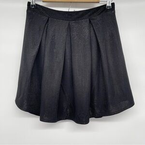 Charlotte Russe Shimmer Pleated Mini Skirt Women M Metallic Black Dark Academia